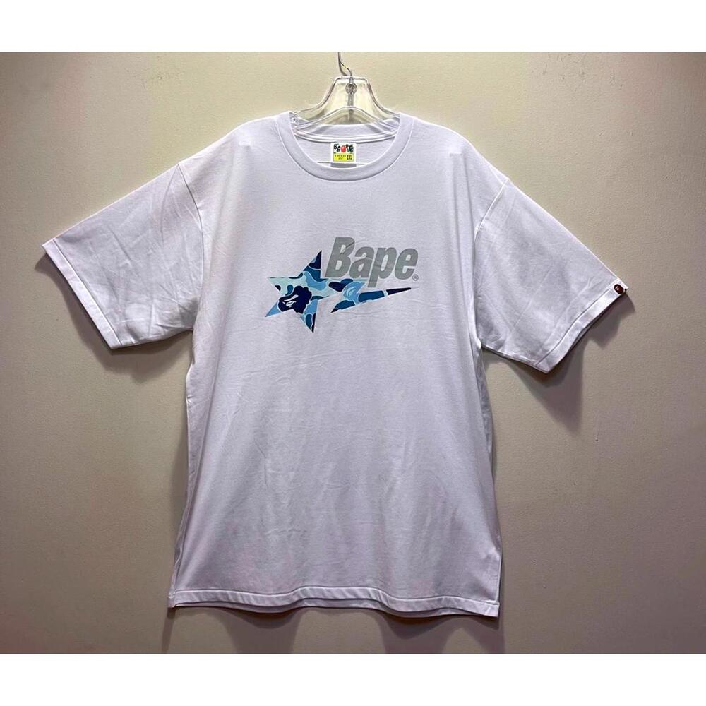 BAPE ABC Camo T-Shirt Mens XXL Short Sleeve Crew Neck White Blue Camo